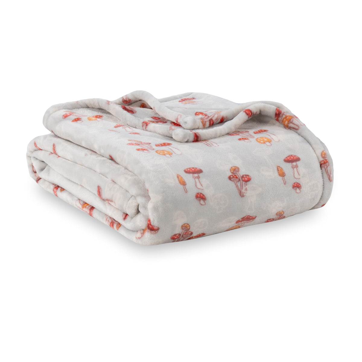 Berkshire Blanket-Classic Heavyweight Soft Printed Velvetloft Plush Throw Blanket, Cozy And Fuzzy, Mushroom Field Grey, 50In X 7