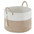 YOUDENOVA Laundry Basket With Wooden Hanging Bead, Toy Storage Basket for Kids, Cotton Rope Blanket Basket Large, Woven Storage 