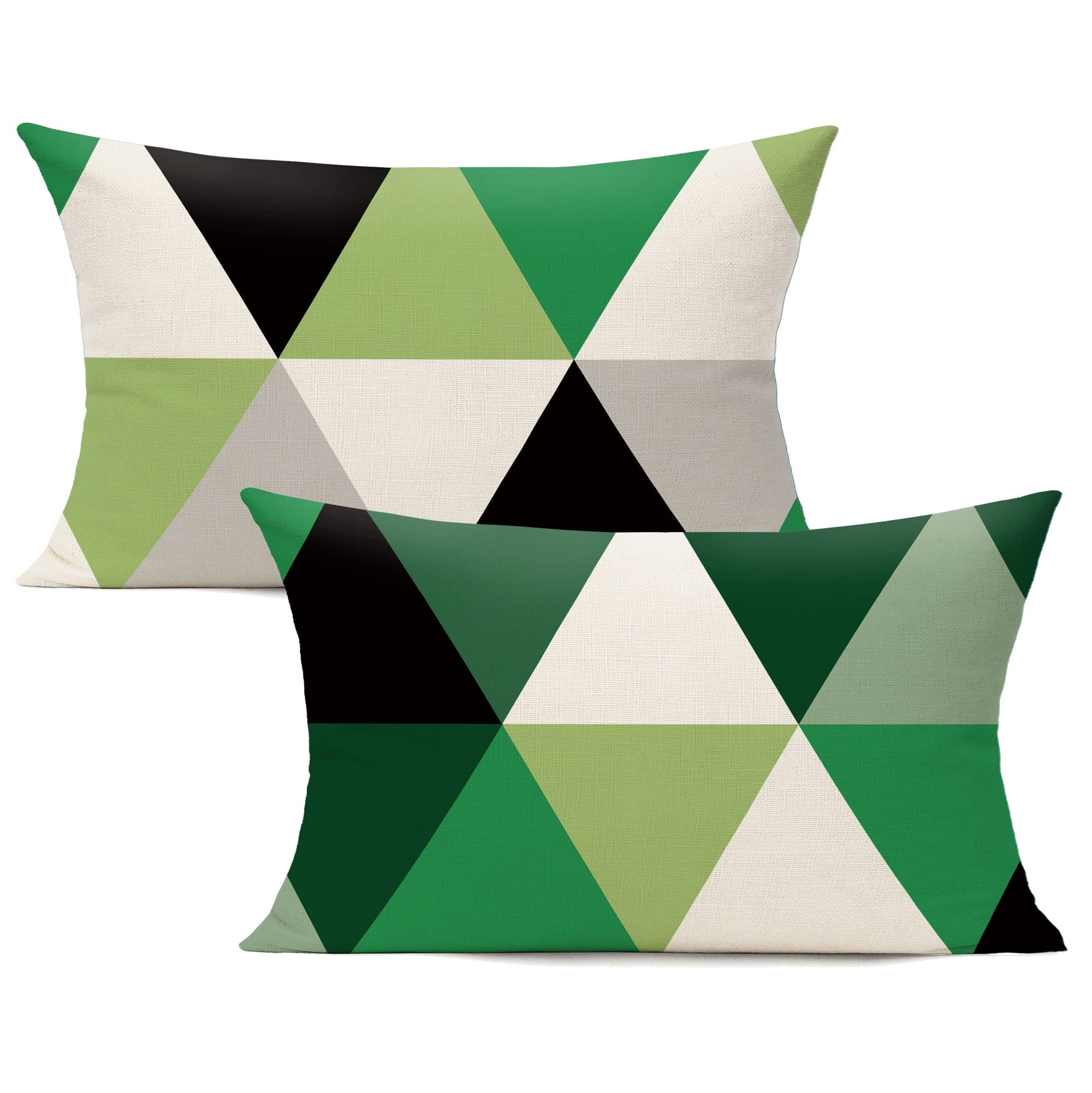 All Smiles Lumbar 12X20 Outdoor Throw Pillow Covers Fall Decor Colorful Decoration Porch For Home Living Room Couch Sofa Geometric Modern Cushion Cases Triangle Set Of 2 Green