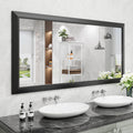 Amorho Black Bathroom Mirror, 60x30 Inch Thick Metal Framed Wall Mirrors for Over 2 Sinks, Bedroom, Living Room, Entryway, Large
