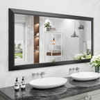Amorho Black Bathroom Mirror, 60x30 Inch Thick Metal Framed Wall Mirrors for Over 2 Sinks, Bedroom, Living Room, Entryway, Large