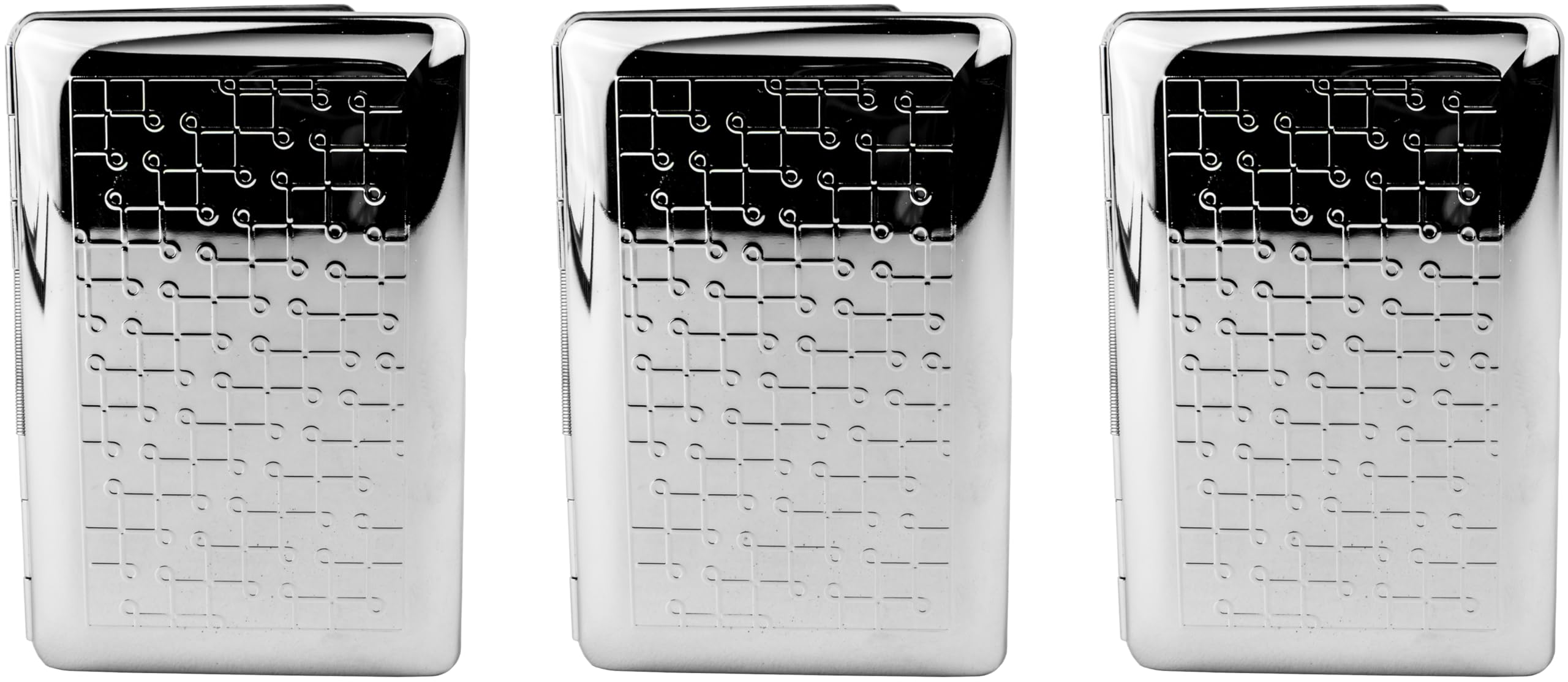 Stephanie Imports Set Of 3 Chrome-Plated Credit Card Holders With Accordion Dividers (Silver Loop)