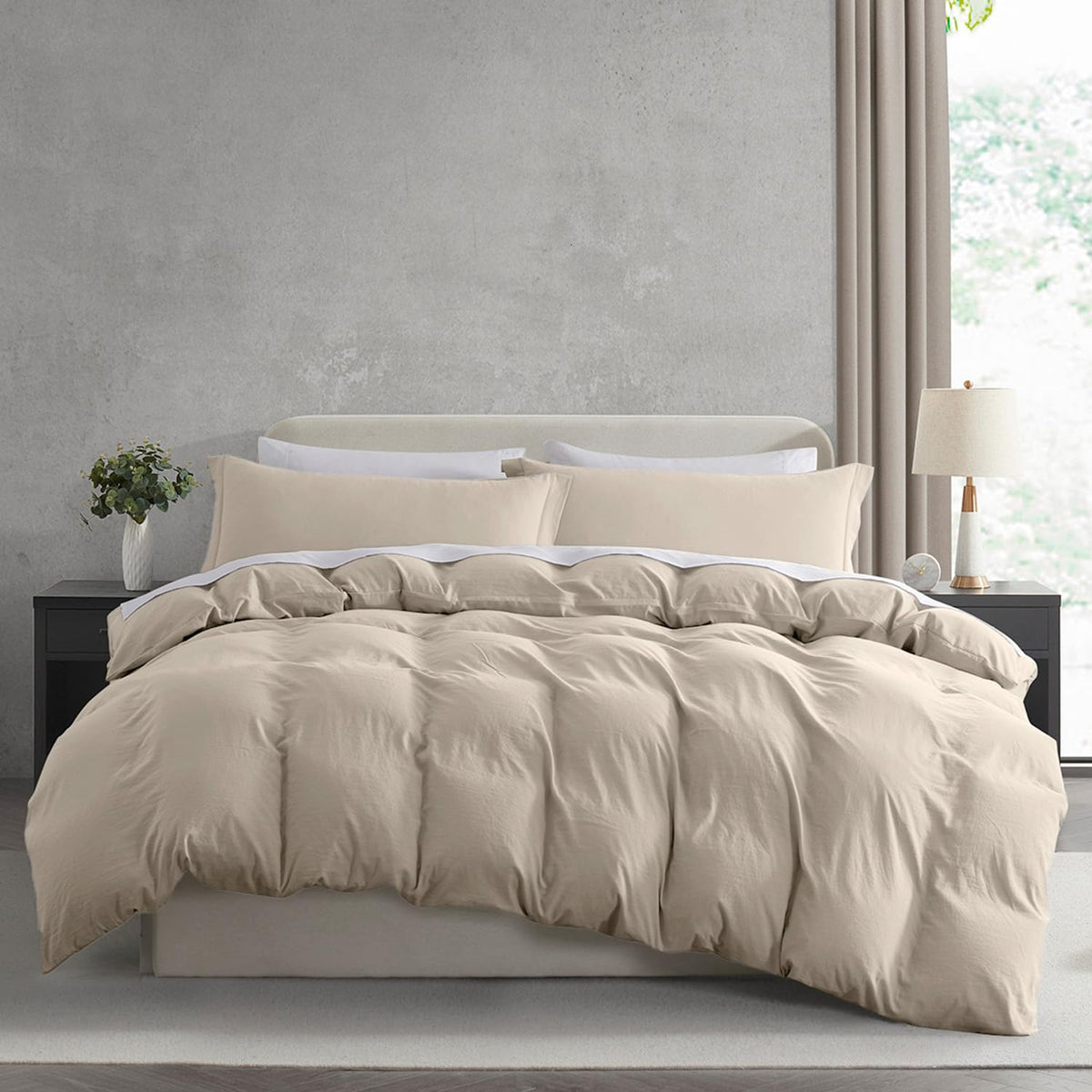 Nestl Linen Duvet Cover King Size - Soft Prewashed King Duvet Cover Set, 3 Piece, With Zipper Closure, 1 Duvet Cover 104X90 Inch