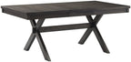 Crosley Furniture Hayden 6-Piece Modern Farmhouse Dining Table Set for 7 with 4 Slat Back Chairs and a Bench, Slate