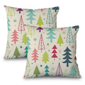 Decorative Throw Pillow Cover Square 18X18 Set Of 2, Colorful Christmas Tree Cute Winter Holiday Abstract Art Holidays Farmhouse