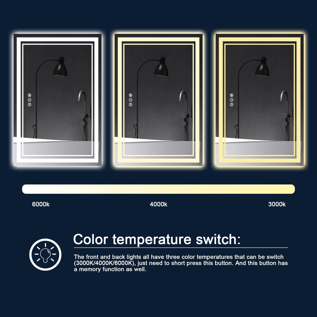 Istripmf 84X40 Inch Led Bathroom Mirror With Lights, Backlit And Front Lighted Bathroom Mirrors For Wall, Anti-Fog Dimmable Memo