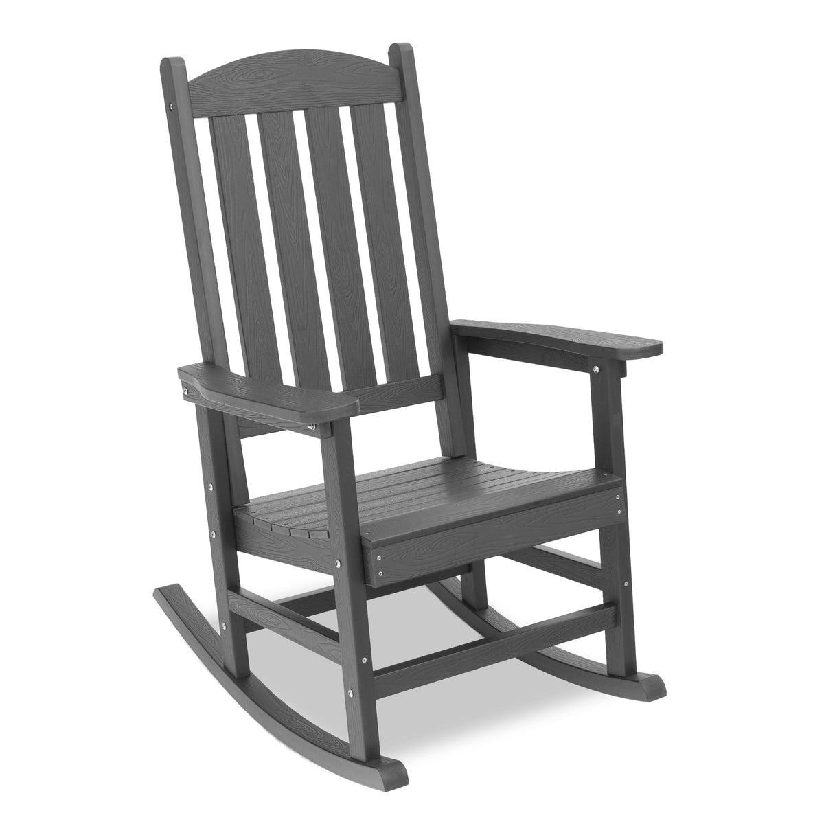 Lue Bona Outdoor Rocking Chair, Hdps Poly Rocking Chair, All Weather Resistant Plastic Outdoor Indoor Porch Rocker, Heavy Duty Rocking Chair For Patio, Lawn, Garden, 300Lbs, Dark Gray