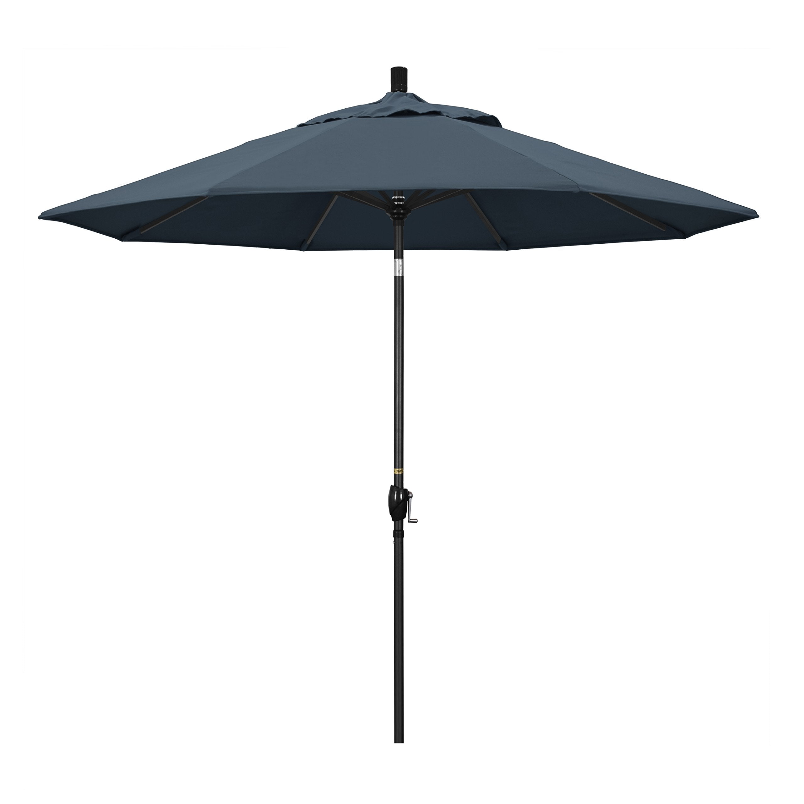 California Umbrella Gspt908302-Sa52 9' Round Aluminum Market, Crank Lift, Push Button Tilt, Black Pole, Pacifica Sapphire Patio