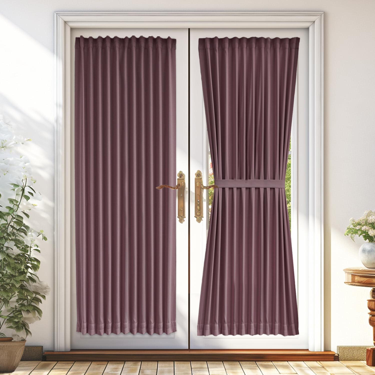 Vatge Door Curtains For French Door, Front Door Curtains For Glass Window Privacy Door Curtain, 1 Panel, W54 X L72, Nostalgia Ro
