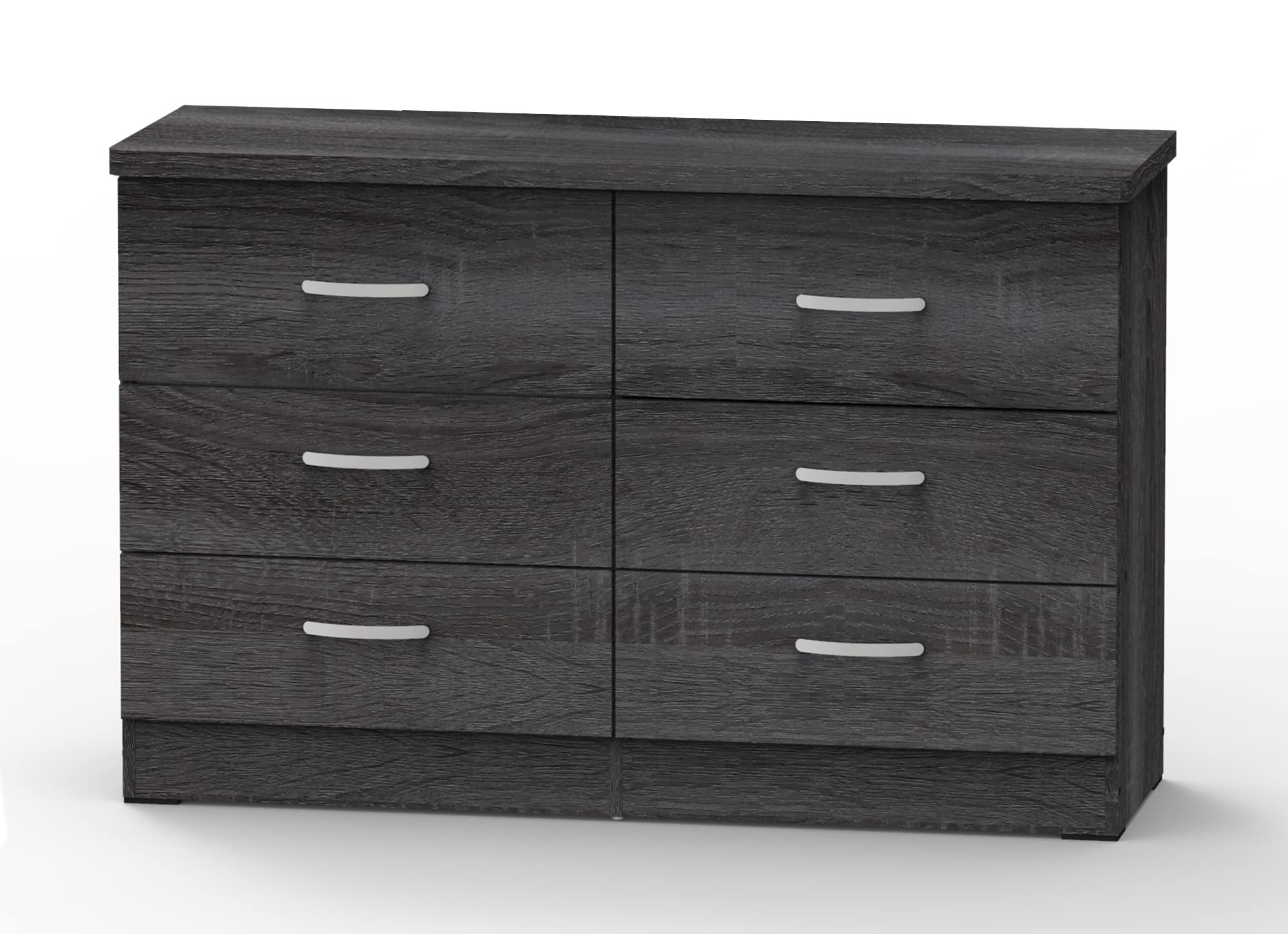 Better Home Products Megan Wooden 6 Drawer Double Dresser (Gray), 16 inch D x 48 inch W x 31 inch H (DD & PAM)