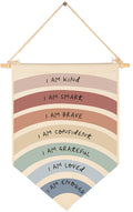 I am Kind-Rainbow Affirmation Wall Art-Flag Wall Decor Gifts for Baby Girls Boys Kids-Canvas Hanging Pennant Banner Wall Decor G