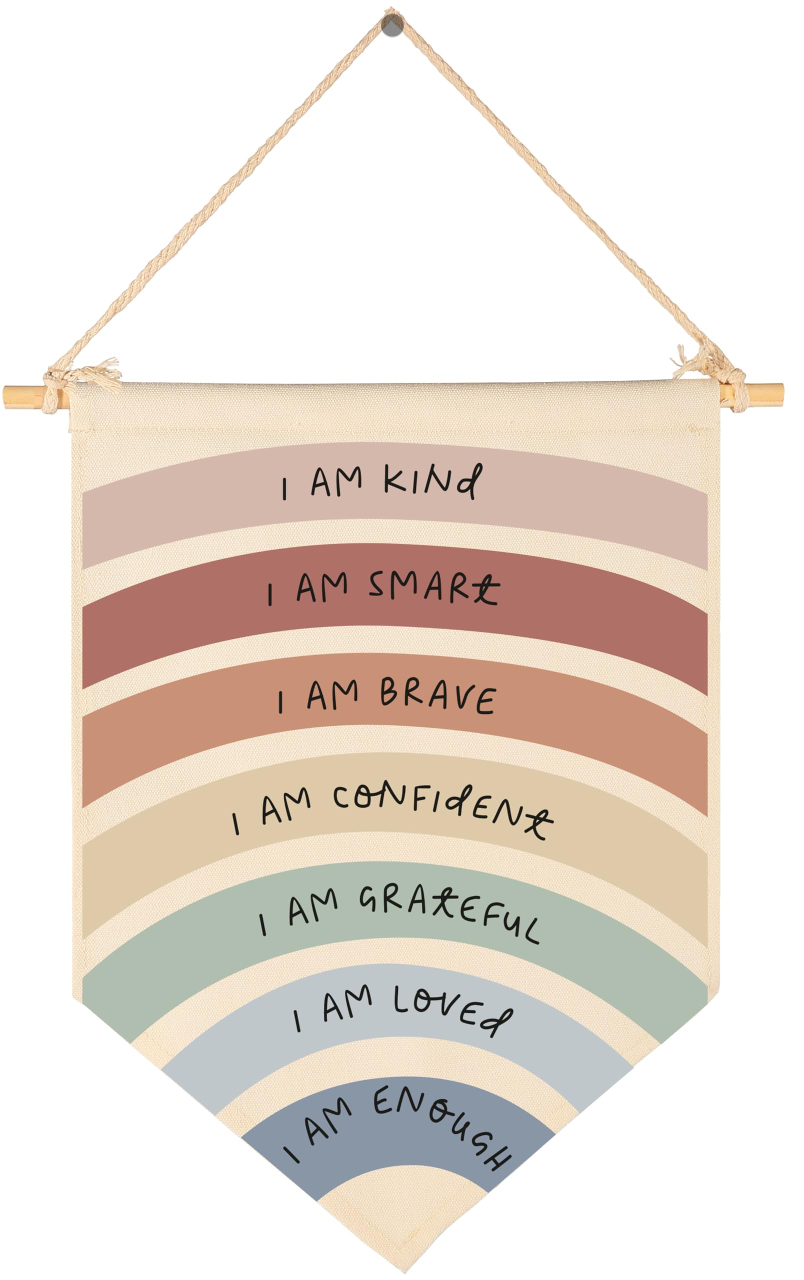 I am Kind-Rainbow Affirmation Wall Art-Flag Wall Decor Gifts for Baby Girls Boys Kids-Canvas Hanging Pennant Banner Wall Decor G