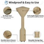 Outdoorlines Waterproof Outdoor Patio Heater Covers With Zipper And Storage Bag, Dust-Proof Uv-Resistant Windproof Propane Heavy Duty Heater Cover For Standing Heater, 2 Packs-95Hx34Dx19B Inch Camel