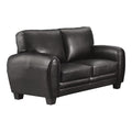 Benjara Benzara Cushioned Loveseat in Leather Upholstery, Black