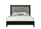 Acme Chelsie Wooden Queen Bed with Velvet Headboard in Gray and Black