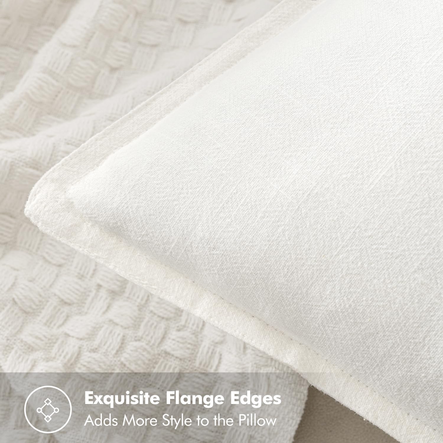 Miulee Linen Pillow Covers 16X16 Inch Cream White ?Decorative Boho Farmhouse? ?Neutral Throw Pillows Pack Of 2 Soft Accent Couch Pillowcases Spring Modern Home Decor For Sofa Cushion Livingroom Bed