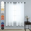 Pitalk White Curtains 38 Inch Wide for Small Windows 2 Panel Set Pair Grommet Sheer Linen Look Farmhouse Small Mini Window Treat