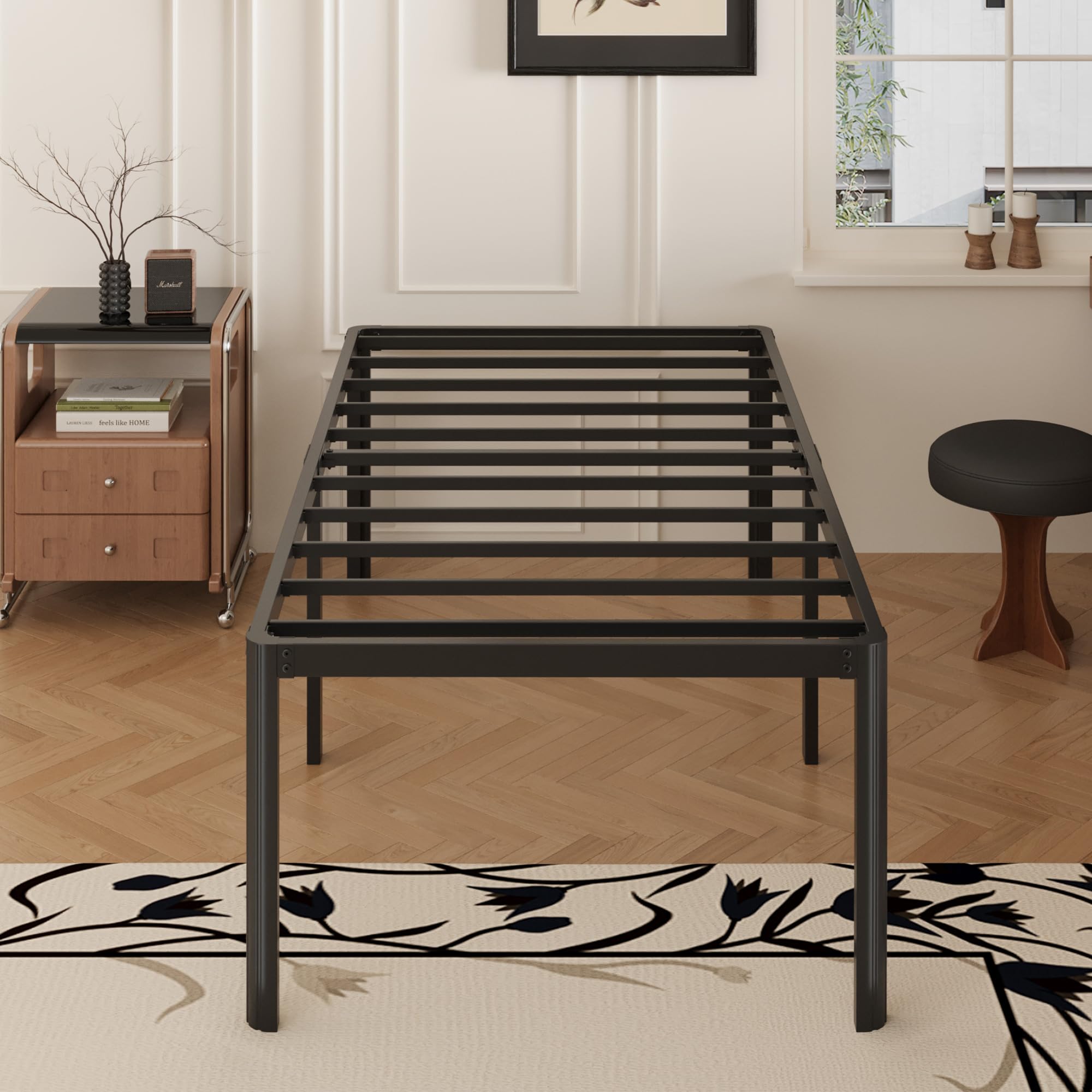 Yicensen 20 Inch Twin Bed Frames Rounded Corner Legs Heavy Duty Platform Twin Metal Bed Frame For Kids, Easy Assembly, Noise Fre