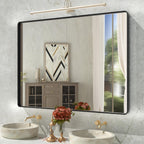 ISTRIPMF Black Bathroom Mirror,48x36 Inch Large Matte Black Bathroom Vanity Mirror,Rectangle Black Metal Framed Mirror for Wall,