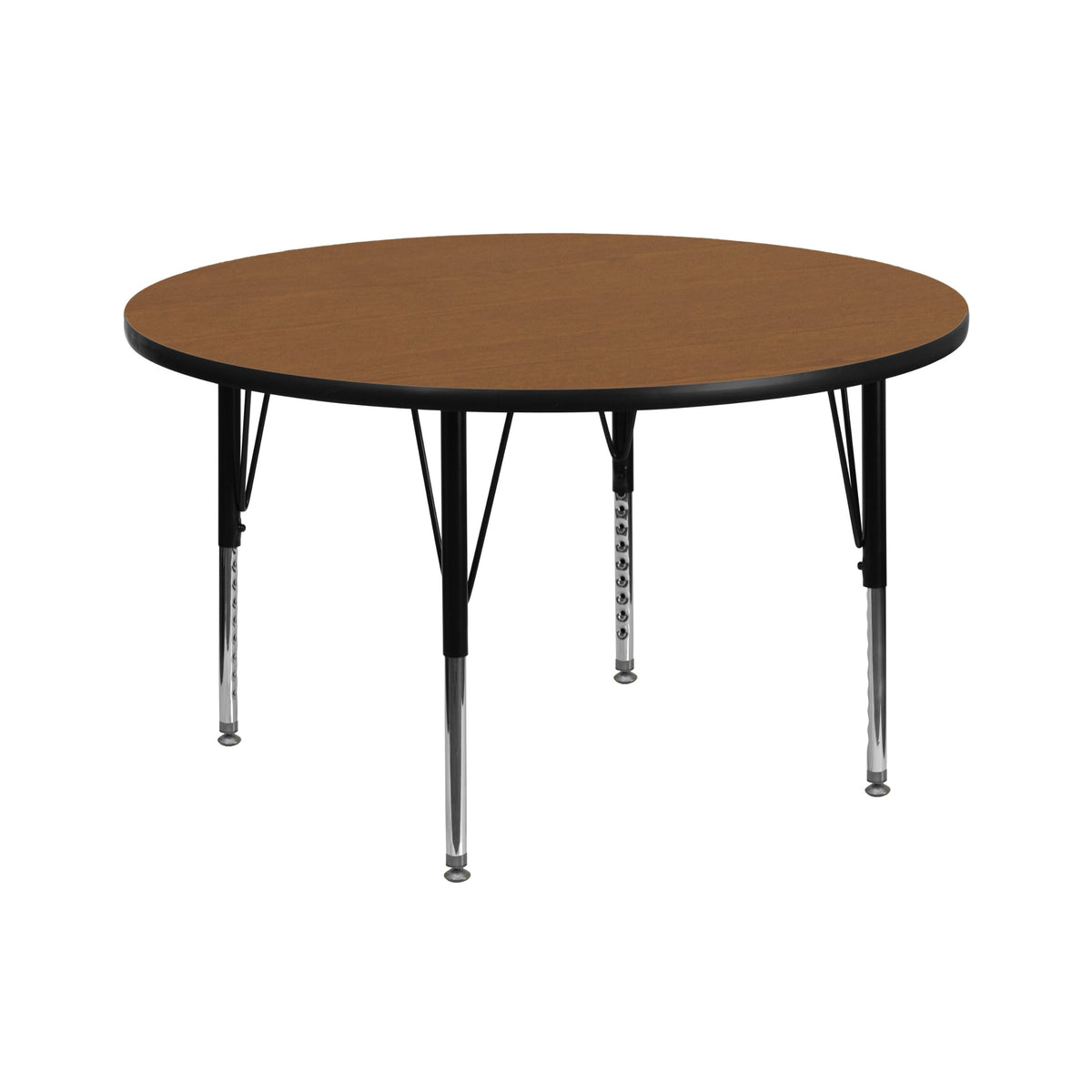 Flash Furniture Wren 42'' Round Oak Thermal Laminate Activity Table - Height Adjustable Short Legs