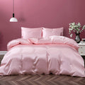 P Pothuiny 5 Pieces Satin Duvet Cover Full/Queen Size Set, Luxury Silky Like Blush Pink Duvet Cover Bedding Set With Zipper Clos