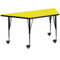 Flash Furniture Wren Mobile 22.5''W X 45''L Trapezoid Yellow Hp Laminate Activity Table - Height Adjustable Short Legs