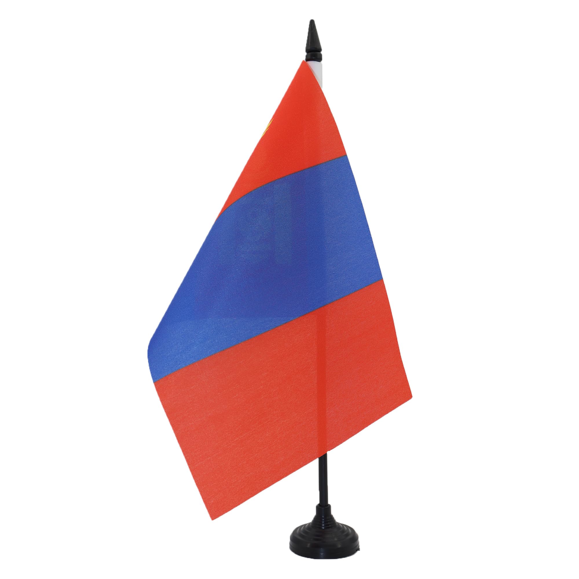 Mongolia Table Flag 5' X 8' - Mongolian Desk Flag 21 X 14 Cm - Black Plastic Stick And Base - Az Flag