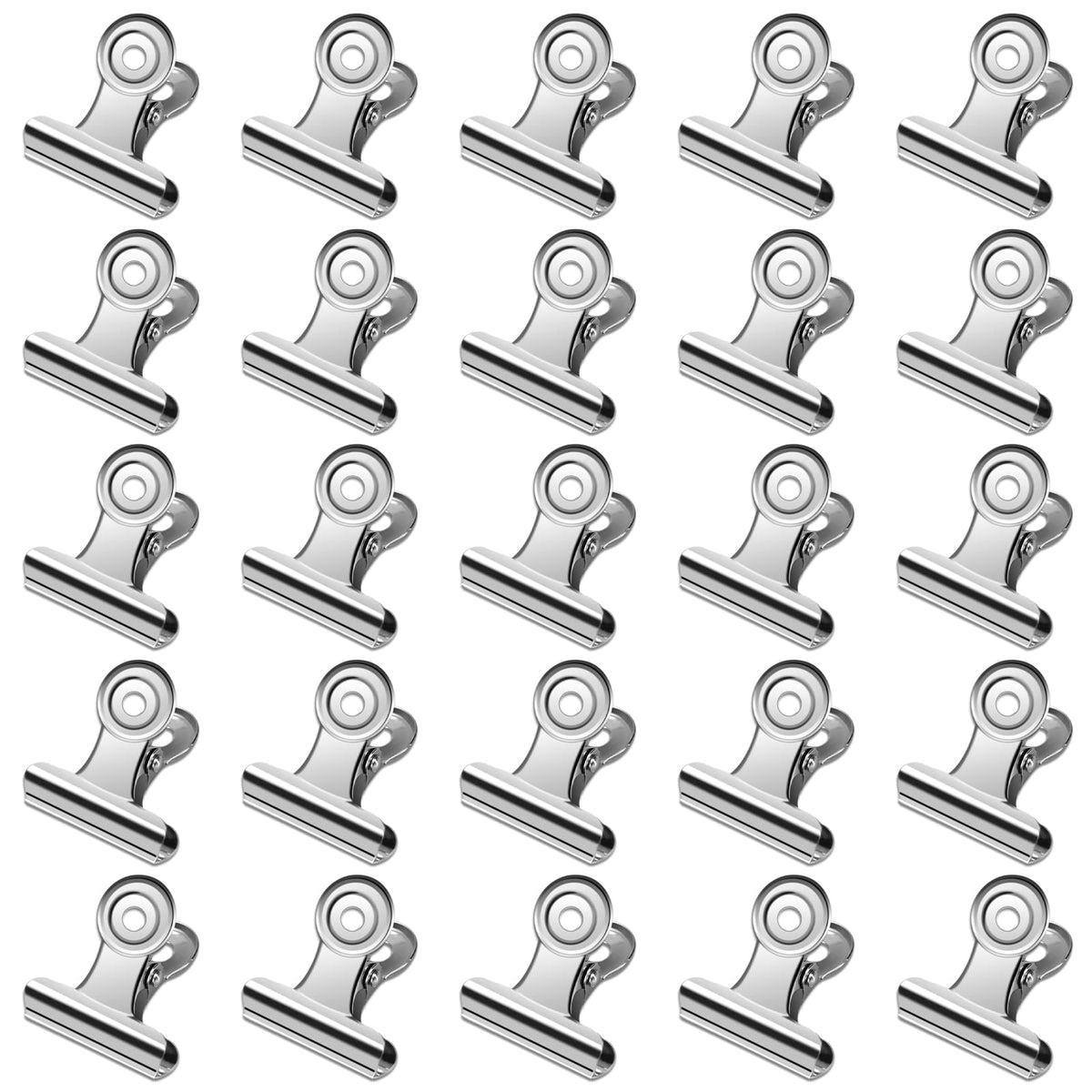 30 Pack Small Bull Clips 0.87 Inch Mini Metal Hinge Clips Binder Paper Hinge Clip For Office, Home, School, Shops, Silver, 22Mm