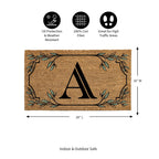 Evergreen Monogram Coir Doormat | Letter A | Front Door Mat For Outdoor Indoor Entrance | 28X16 Inches | Non-Slip Backing Doorwa