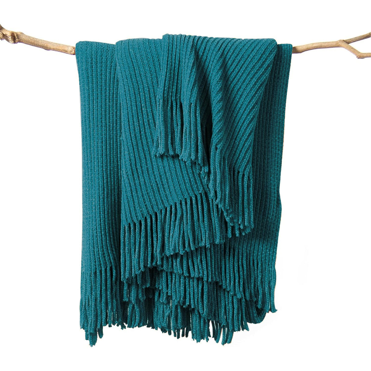 Lifein Throw Blanket For Couch-Soft Boho Christmas Throw Blankets, Cozy Fall Knit Chenille Teal Throw,Small Knitted Farmhouse Li
