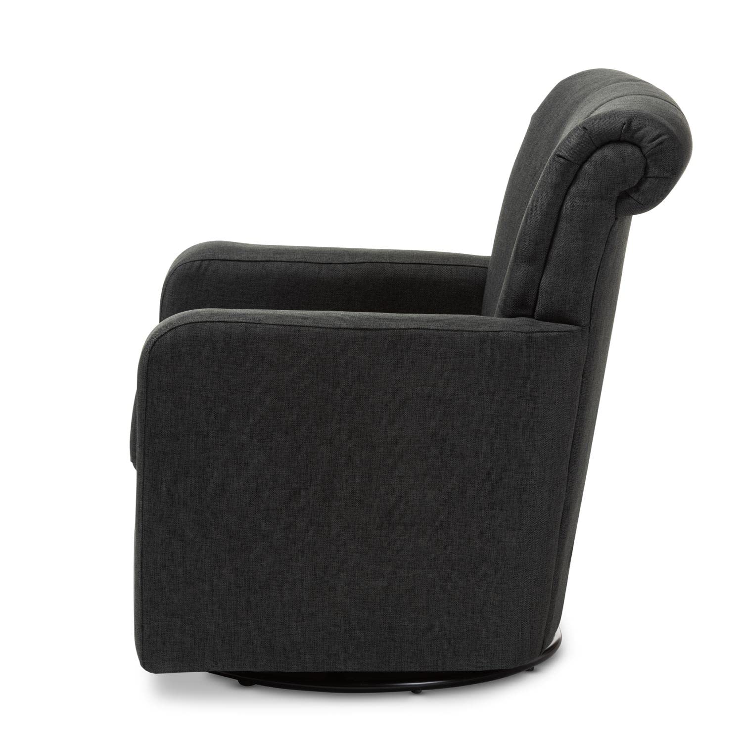 Baxton Studio Rayner Grey Fabric Upholstered Swivel Chair