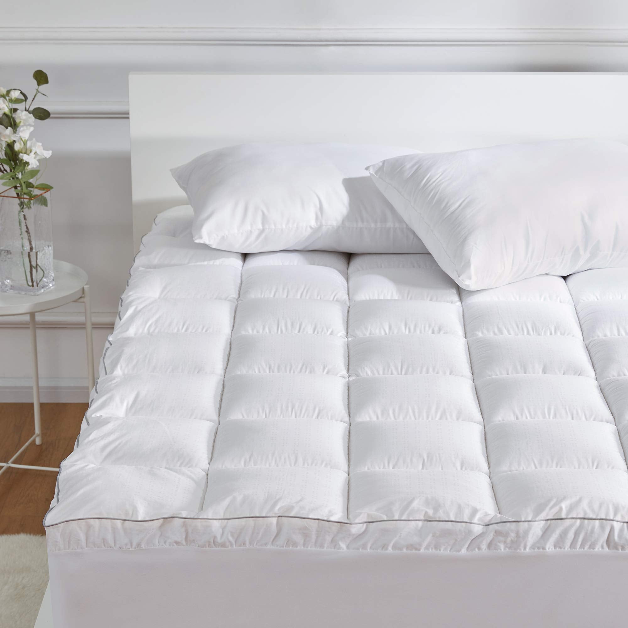 Sleep Zone Twin Size Cotton Mattress Pad, Machine Washable Mattress Protector Cover, Soft Cotton Top Cooling Mattress Topper Fit