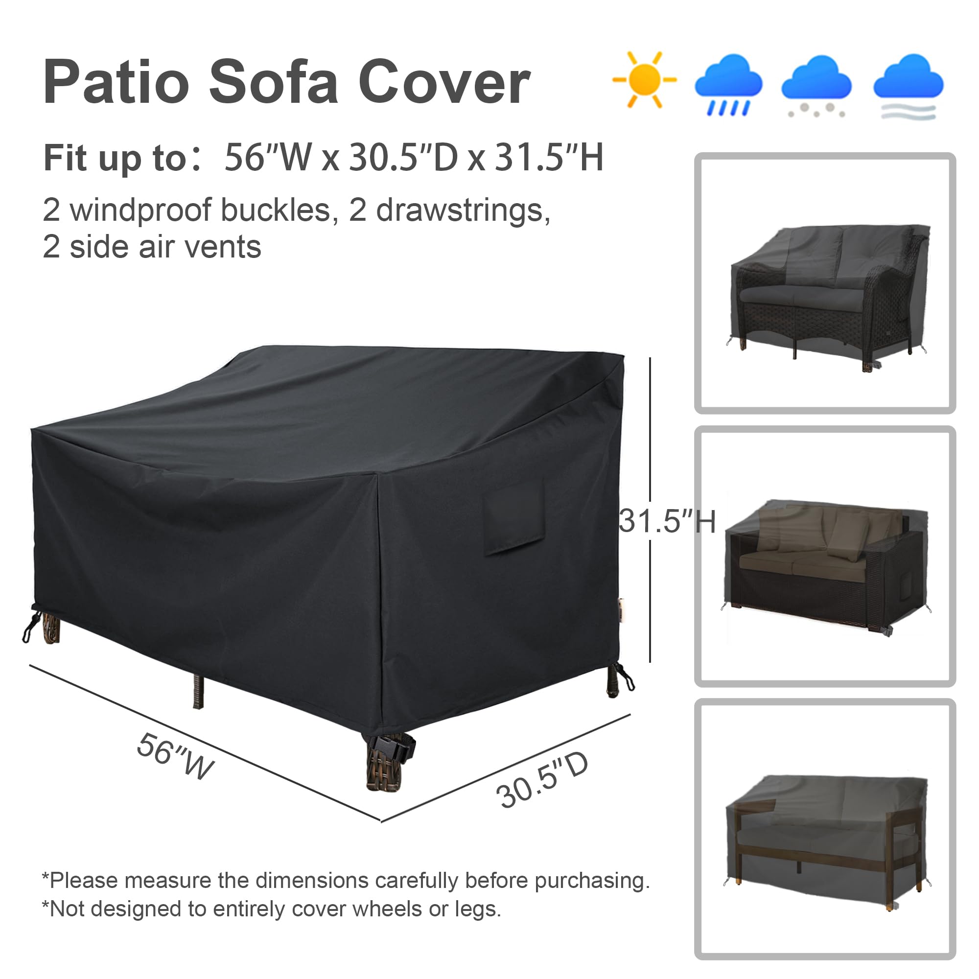 Baner Garden Patio Furniture Covers,Outdoor Furniture Cover Waterproof,Patio Furniture Set Covers For 4 Piece Outdoor Conversation Set,Patio Covers Set X-Large (Black)