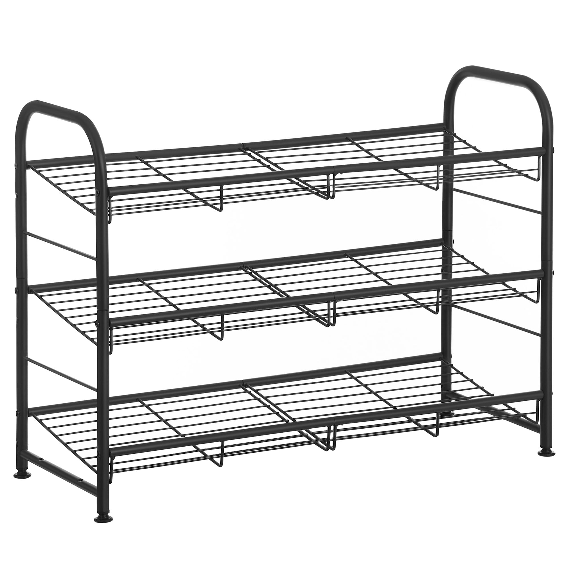 SONGMICS Shoe Rack, 3 Tier Shoe Organizer for Closet, Holds up to 12 Pairs of Shoes, Shoe Rack for Front Door Entrance, Metal Sh