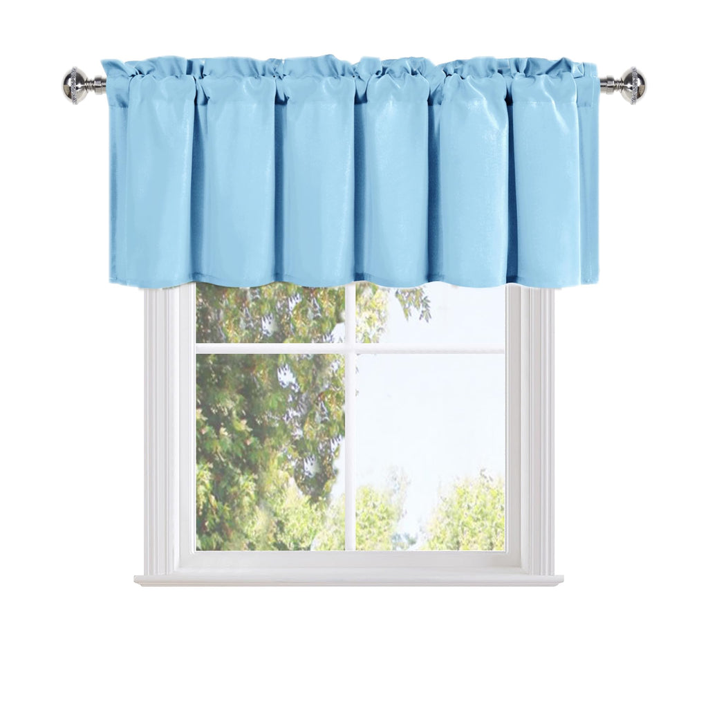 DWCN Sky Blue Valance Curtains, Kitchen Valance Solid Short Topper, Room Darkening Bathroom Valance, 1 Panel, 60 X 18 Inch