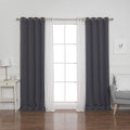 Best Home Fashion Umixm Tulle Sheer Lace & Blackout 4 Piece Curtain Set - Antique Bronze Grommet Top - Dark Grey - 52' W X 96'