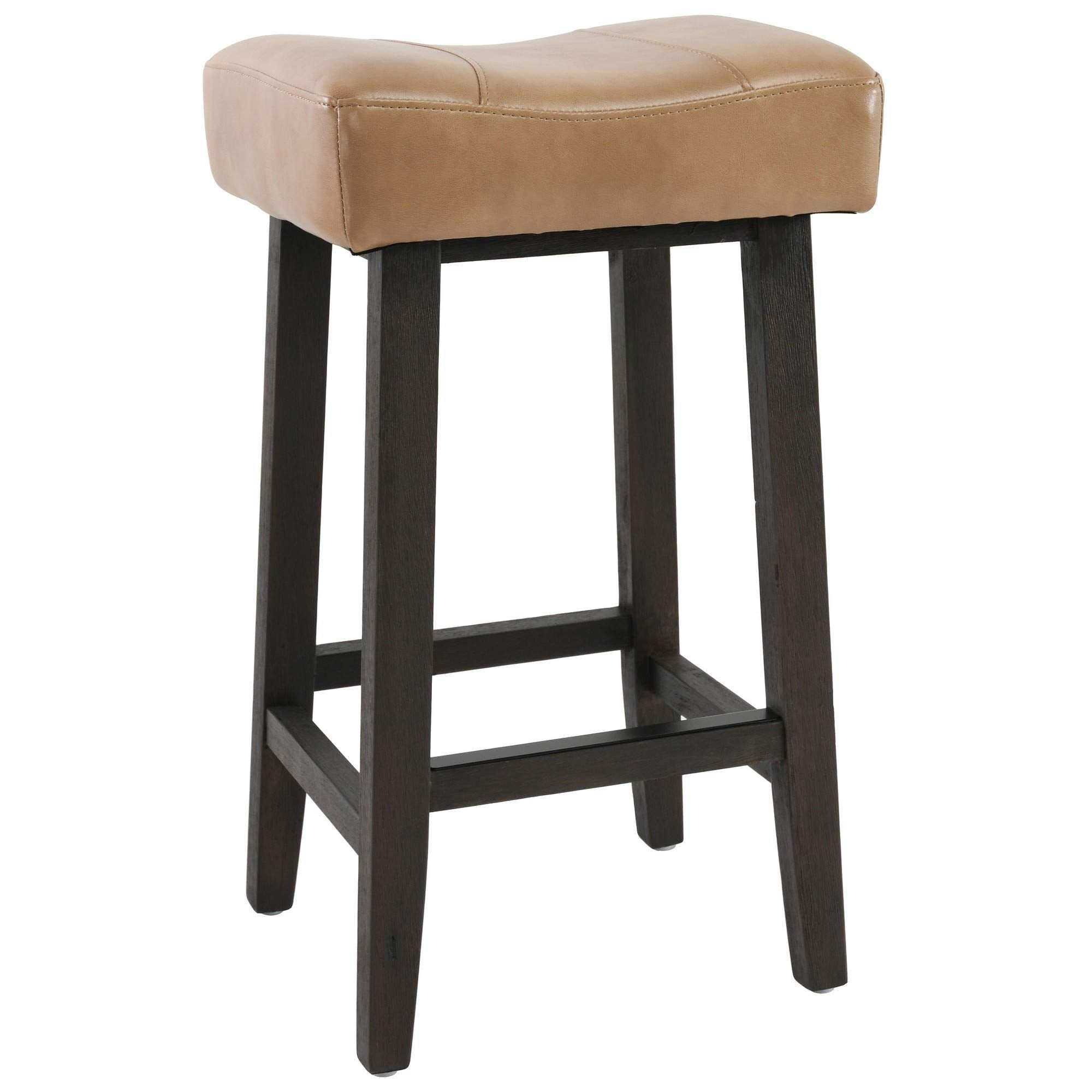 Benjara BM230735 26 in. Wooden Frame Leatherette Backless Counterstool, Beige