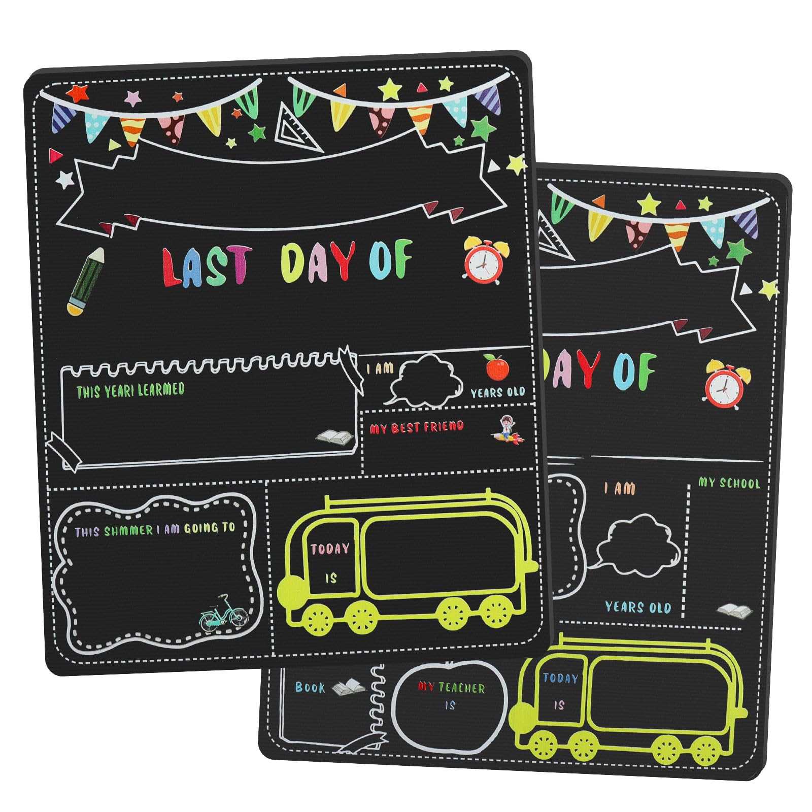 Hying First Day of School Board Last Day of School Reversible Chalkboard Back to School Board Sign Reusable School Photo Prop fo