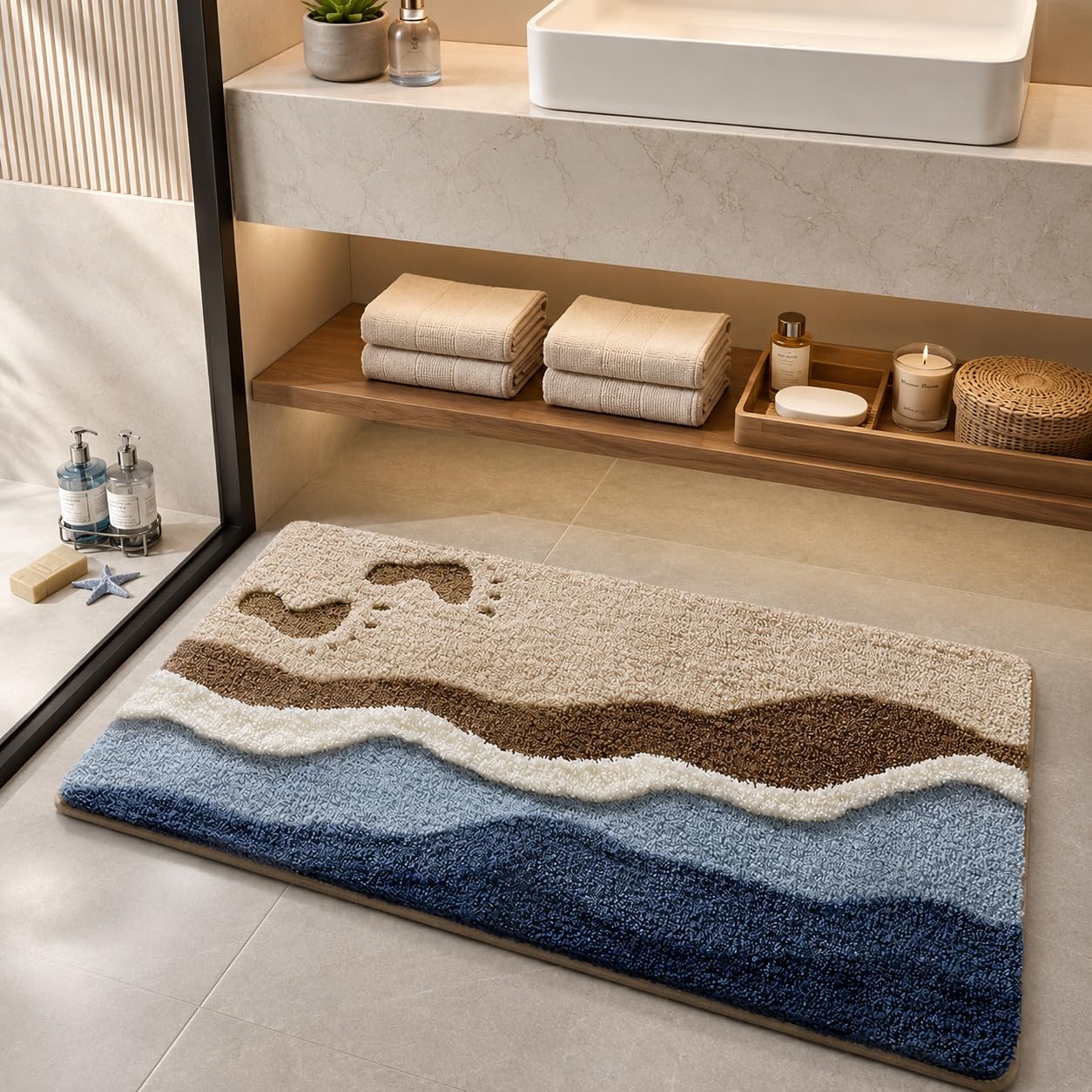 Roseate Sands Super Soft Anti Skid (40x60 cm) Super Absorbent Mats Microfibre 2000 GSM Mat for Bathroom/Bedroom/Kitchen/Door Mat