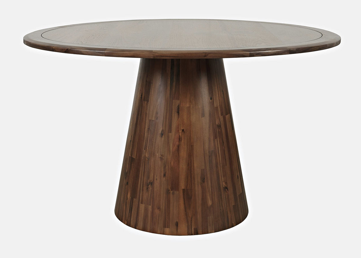 Jofran Nash Mid-Century Modern Round Pedestal Dining Table for Kitchen or Dining Room, Walnut, 30'' Dining Height