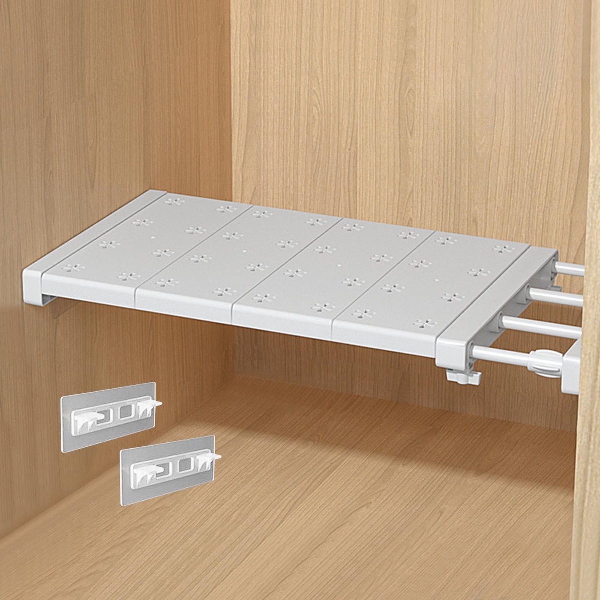 Vornetil Closet Tension Shelf Rod Expandable Shelf, Adjustable Storage Rack, DIY Organizer Divider Separator for Cabinet Wardrob