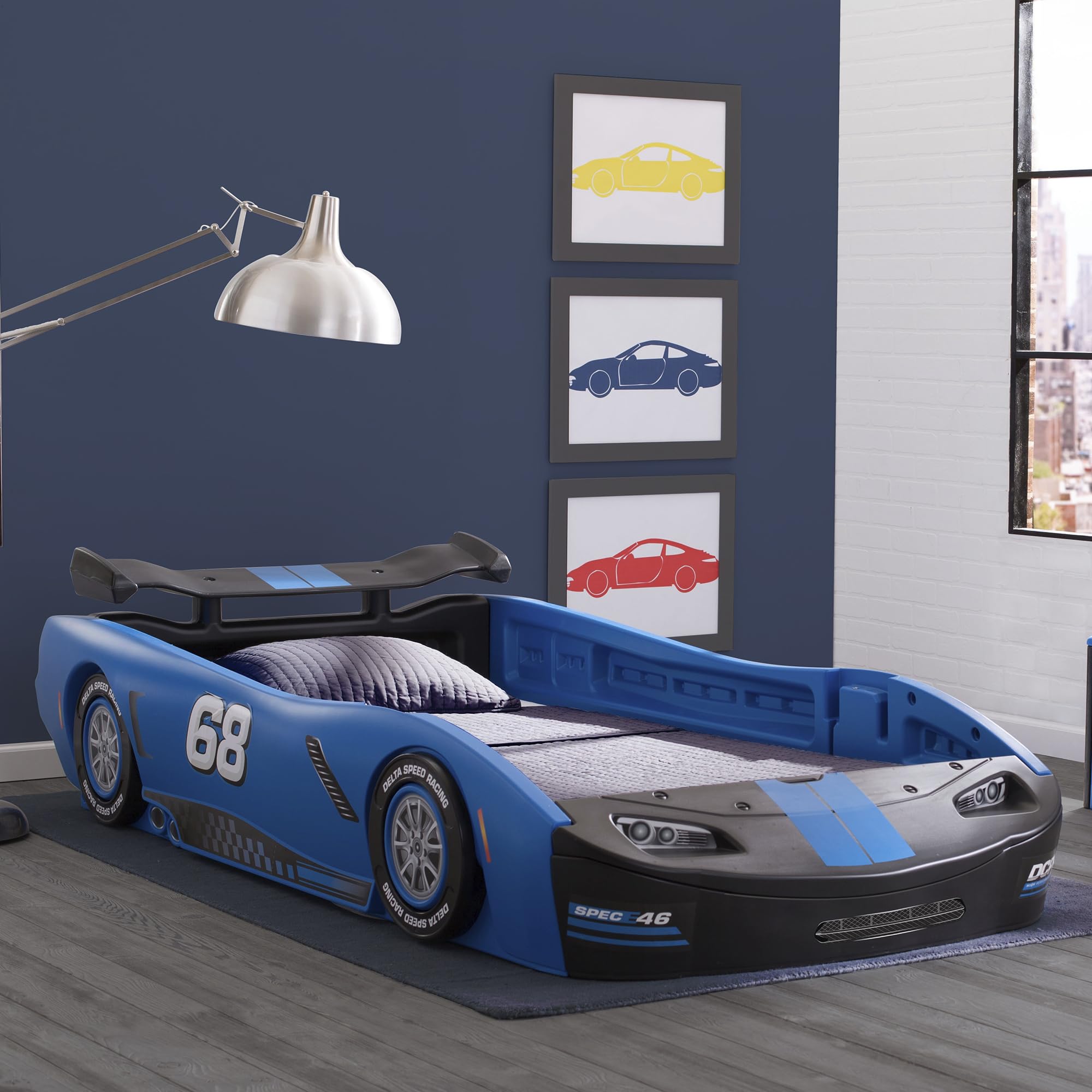 Delta Children Turbo Race Car Twin Bed, Blue