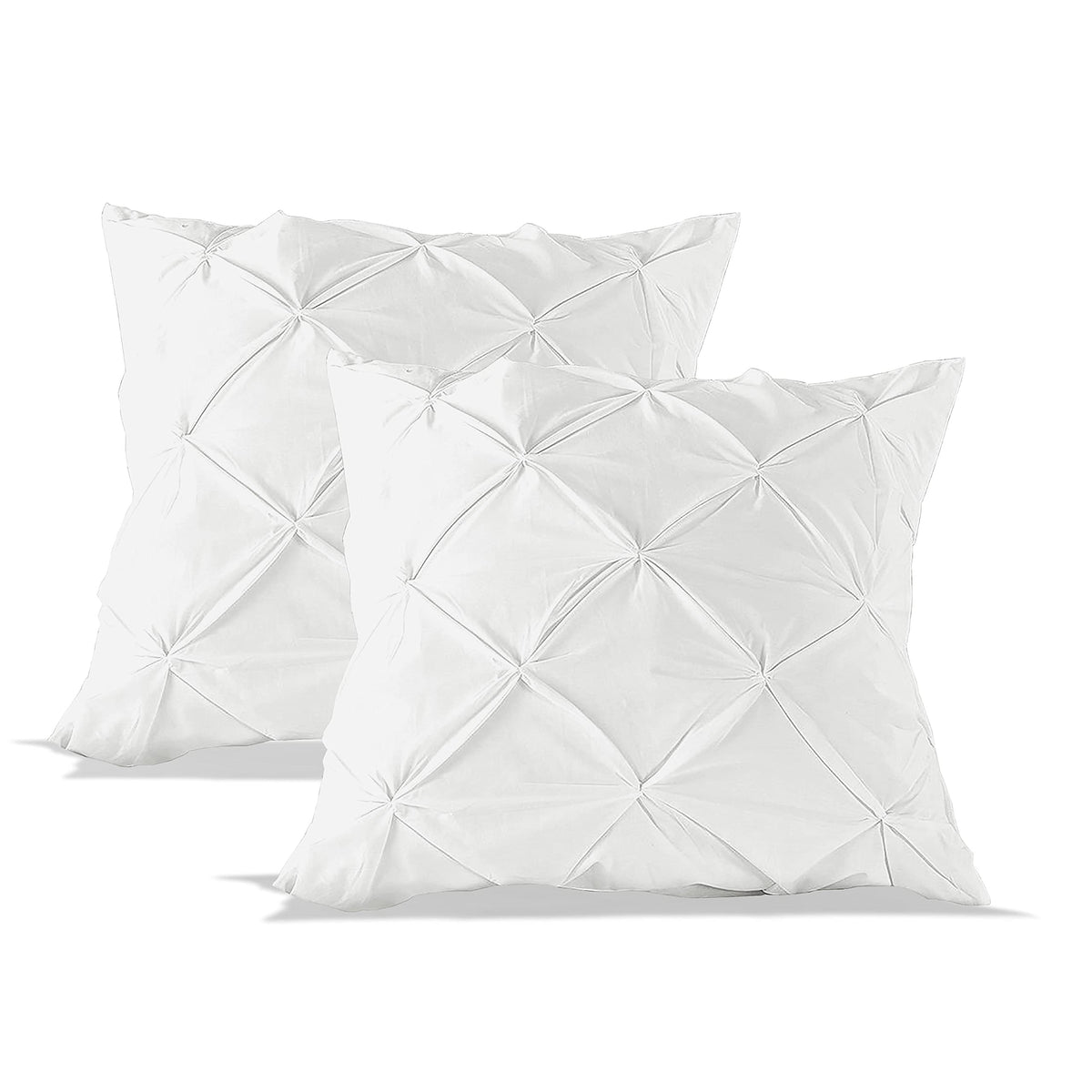 Filbert  Set Of  2 Microfiber Decorative Pinch Cushion Cover, Well Designed Pinch Pleated Pattern, (16X16), White