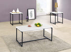 Lilola Home GT 3 Piece White Carbon Fiber Wrap Coffee Table and End Table Set