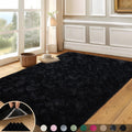 Mugorn 5x7 Rugs for Living Room, Black Large Fluffy Area Rugs for Bedroom, Soft Carpet Shag Kids Rug with 4 Non-Slip Rug Pads(5f