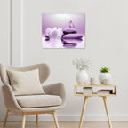 Eobtain Zen Stone Canvas Wall Art Water Lily And Purple Butterfly On The Lake Wall Art For Bathroom Living Room Bedroom Spiritua