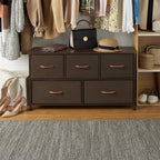 Azl1 Life Concept Extra Wide Dresser Storage Tower With Sturdy Steel Frame, 5 Drawers Of Easy-Pull Fabric Bins, Organizer Unit For Bedroom, Hallway, Entryway, Coffee