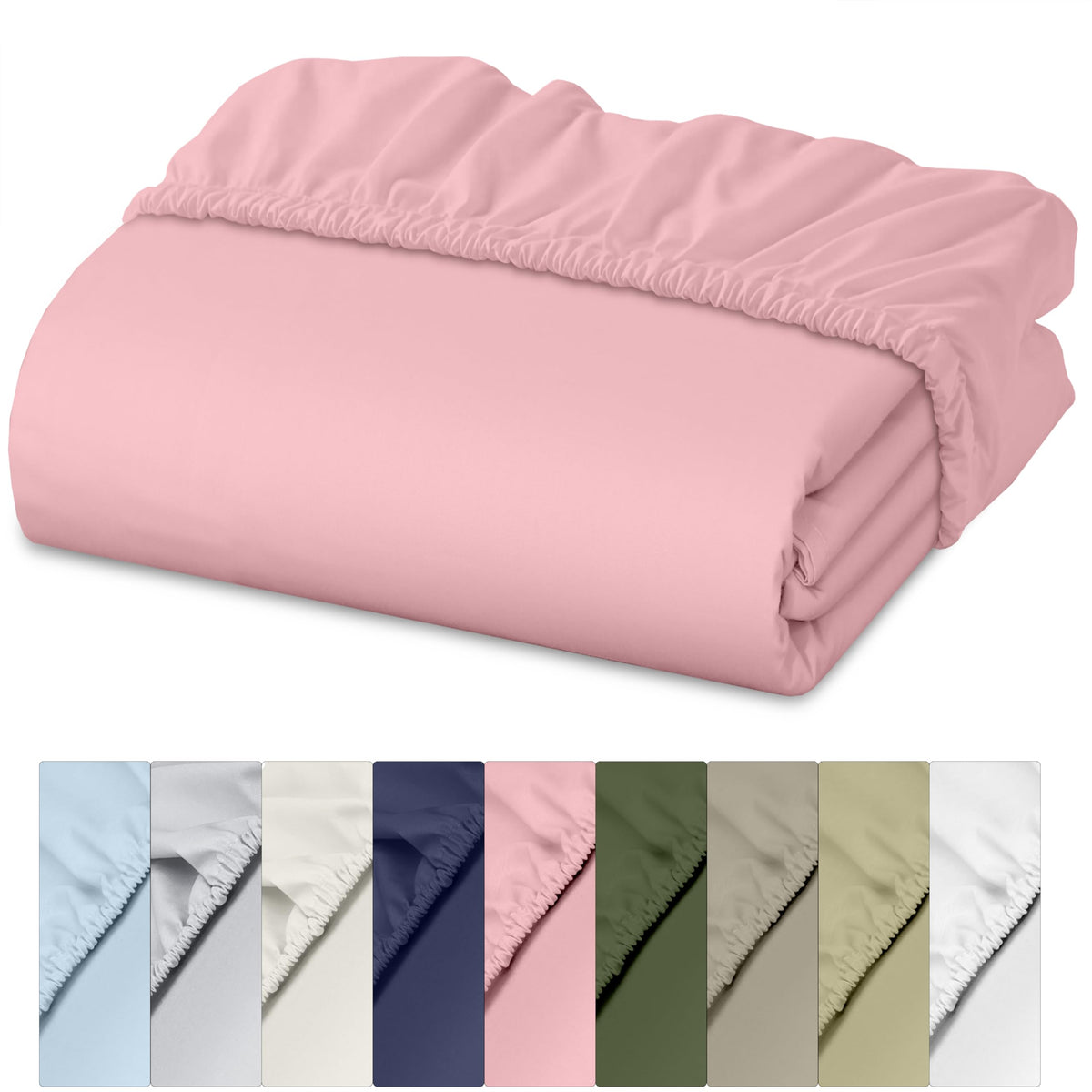 Ruvanti 100% Cotton California King Fitted Sheet Only - Crispy Cooling Percale - Breathable & Durable Fitted Sheet Cal King Size