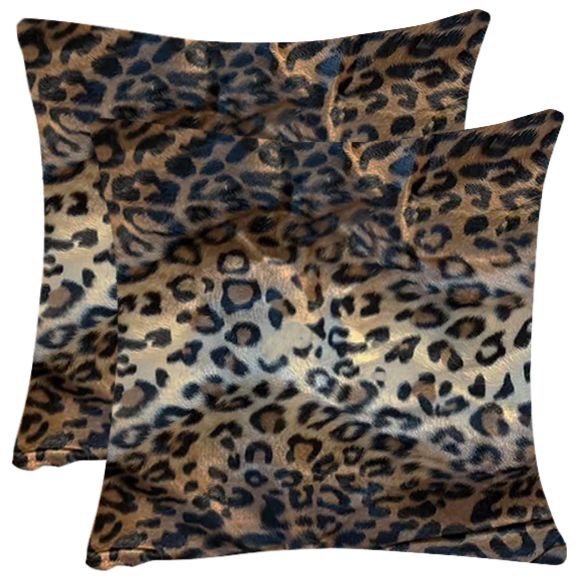 Womhope 2 Pack - 18' X 18' Short Faux Fur Cushion Decorative Pillow Covers Animal Theme Print Style Square Throw Pillowcase Cu