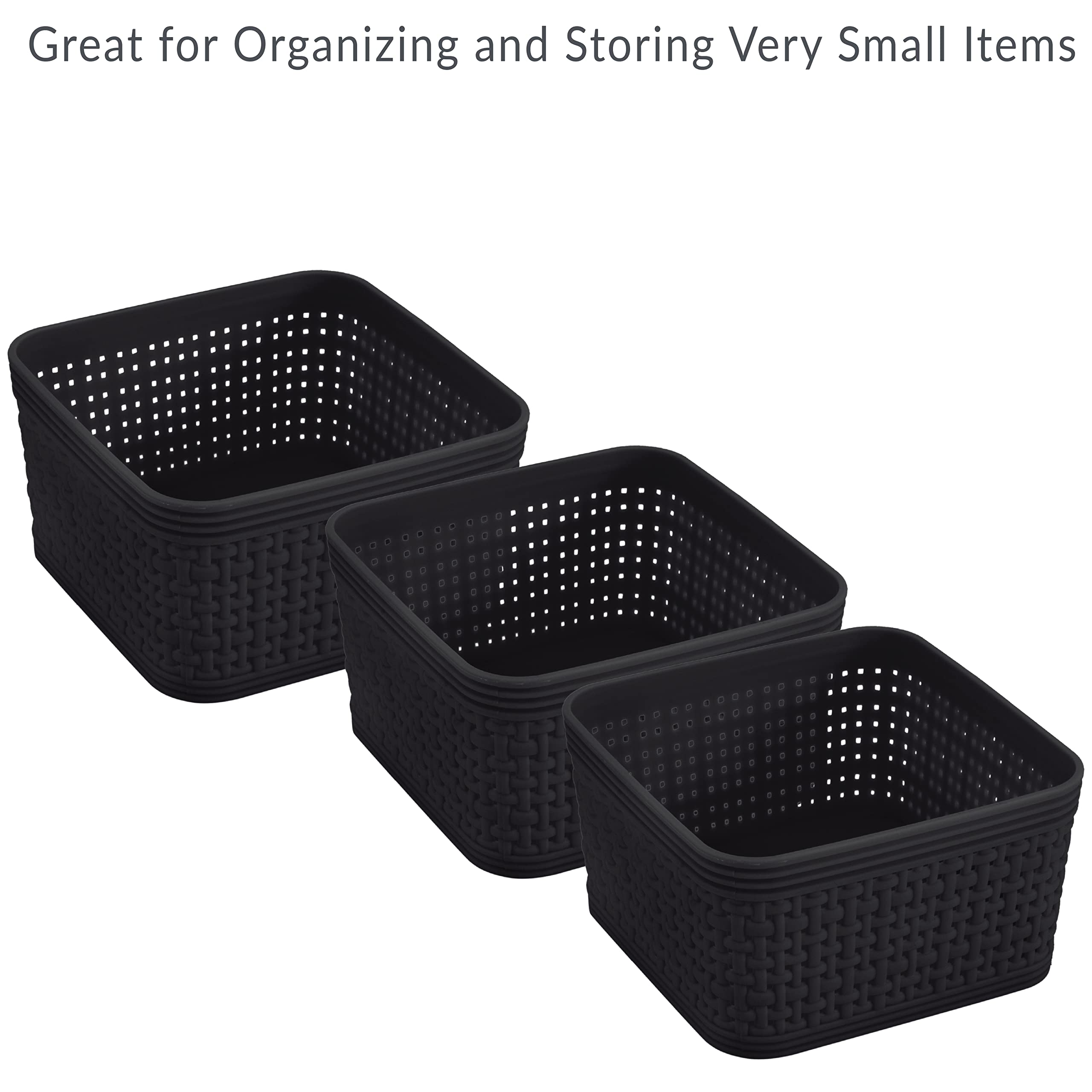 Simplify 6 Pack Organizing Set | Square Bins | Multipurpose | Office | Desk | Dorm | Bathroom | Storage Basket | Small Items | A